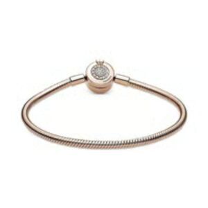 Pandora Moments Sparkling Crown O Snake Chain Rose Gold Bracelet | 17 cm